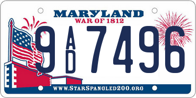 MD license plate 9AD7496