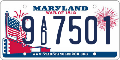 MD license plate 9AD7501