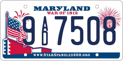 MD license plate 9AD7508