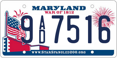 MD license plate 9AD7516