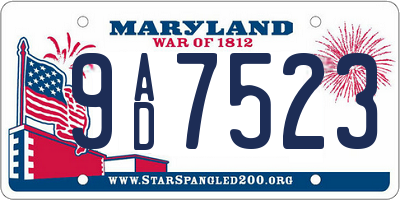MD license plate 9AD7523