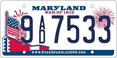 MD license plate 9AD7533