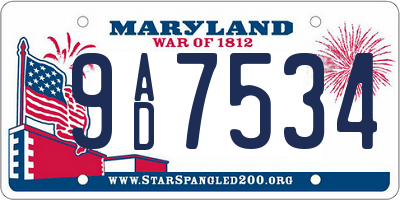 MD license plate 9AD7534
