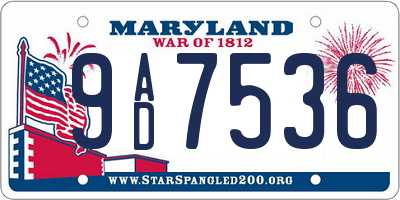 MD license plate 9AD7536