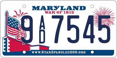 MD license plate 9AD7545