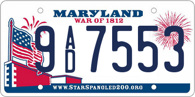 MD license plate 9AD7553