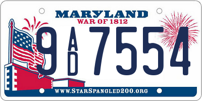 MD license plate 9AD7554