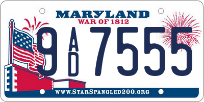 MD license plate 9AD7555