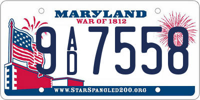 MD license plate 9AD7558
