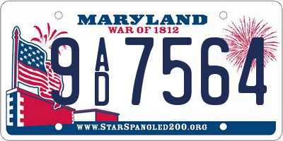MD license plate 9AD7564