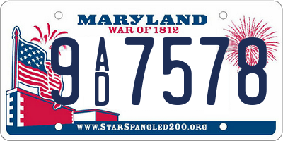MD license plate 9AD7578