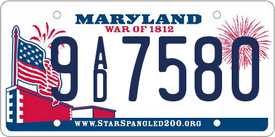 MD license plate 9AD7580