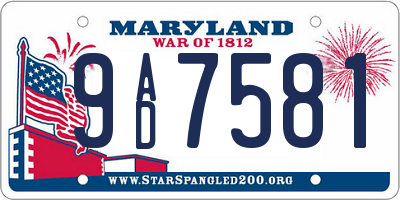 MD license plate 9AD7581
