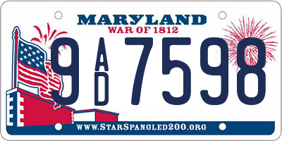 MD license plate 9AD7598