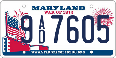 MD license plate 9AD7605