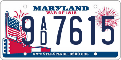 MD license plate 9AD7615
