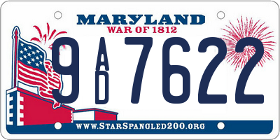 MD license plate 9AD7622