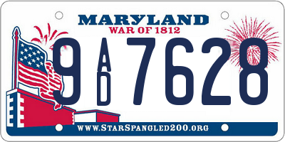 MD license plate 9AD7628