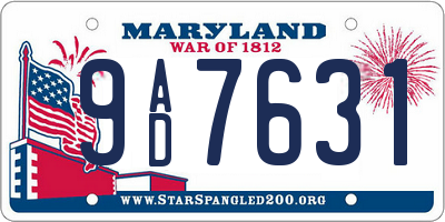 MD license plate 9AD7631