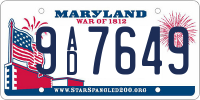 MD license plate 9AD7649