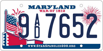 MD license plate 9AD7652