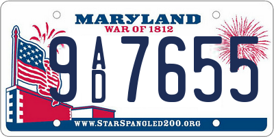 MD license plate 9AD7655