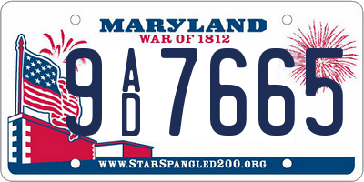 MD license plate 9AD7665