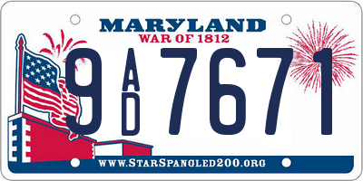 MD license plate 9AD7671
