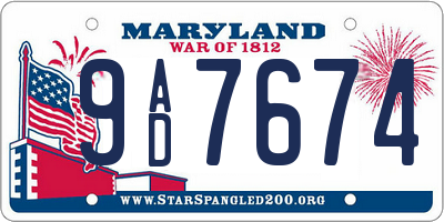 MD license plate 9AD7674