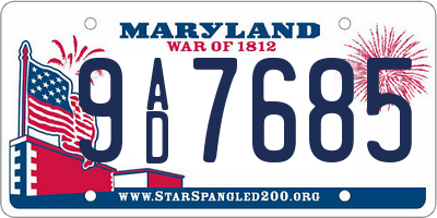 MD license plate 9AD7685