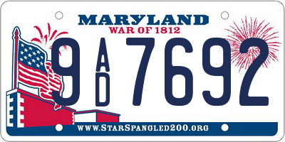 MD license plate 9AD7692
