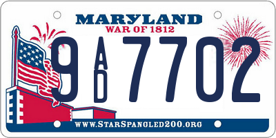 MD license plate 9AD7702