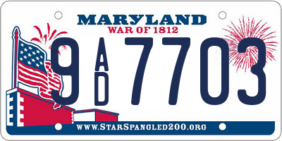 MD license plate 9AD7703