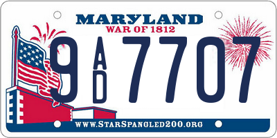 MD license plate 9AD7707