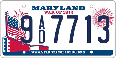 MD license plate 9AD7713