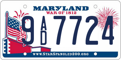 MD license plate 9AD7724