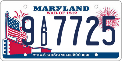 MD license plate 9AD7725