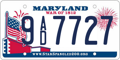 MD license plate 9AD7727