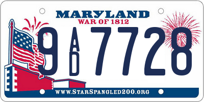 MD license plate 9AD7728