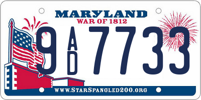 MD license plate 9AD7733
