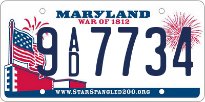 MD license plate 9AD7734