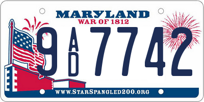 MD license plate 9AD7742