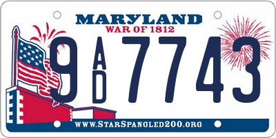 MD license plate 9AD7743