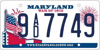 MD license plate 9AD7749