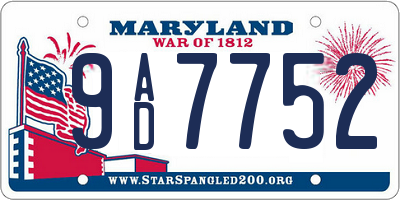 MD license plate 9AD7752