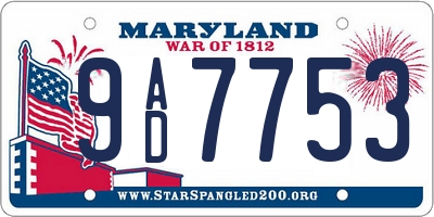 MD license plate 9AD7753