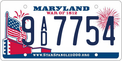 MD license plate 9AD7754