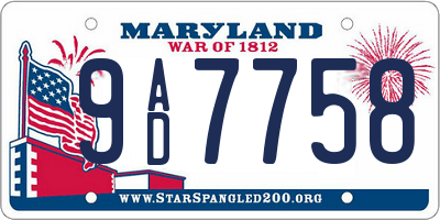 MD license plate 9AD7758