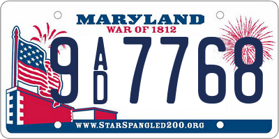 MD license plate 9AD7768