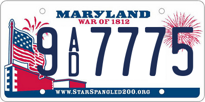 MD license plate 9AD7775
